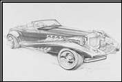 Alfred DiMora draws the proposed Clenet Series VI in 1987.