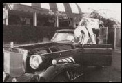 Ms. Luxury Lifestyles toasts the Clenet in Southern Pacific Exhibition Group&acute;s newsletter in 1985.